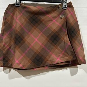 Aeropostale Brown and Pink Plaid Mini Skirt